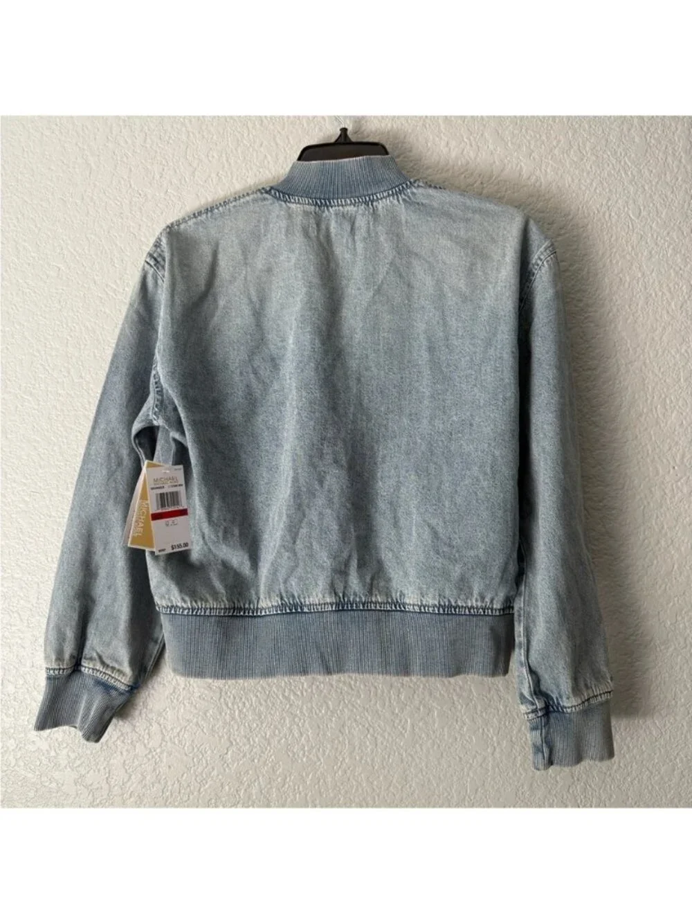 Michael Kors Denim Bomber Jacket Women's XS Blue Cotton Zip Lightweight NWT